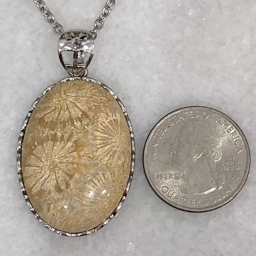Fossil Coral Silver Pendant Necklace - Picture 10 of 10